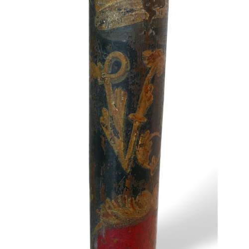 156 - A Victorian Police Truncheon, painted with the 'VR' insignia 38cm long,  and later a cosh, 26cm (exc... 