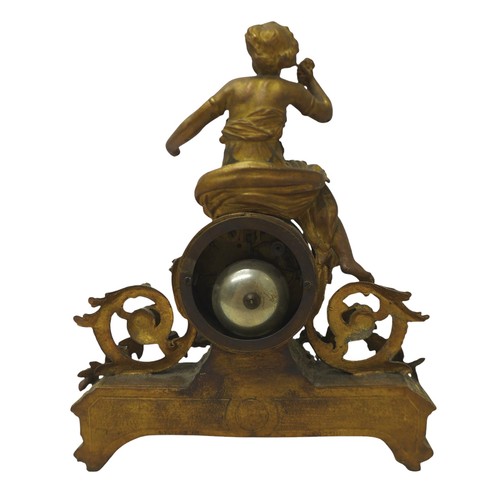 217 - A group of three French 19th century mantel clocks, one with inset painted plaques, 8-day movement s... 