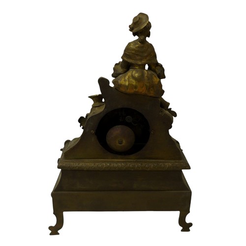 217 - A group of three French 19th century mantel clocks, one with inset painted plaques, 8-day movement s... 