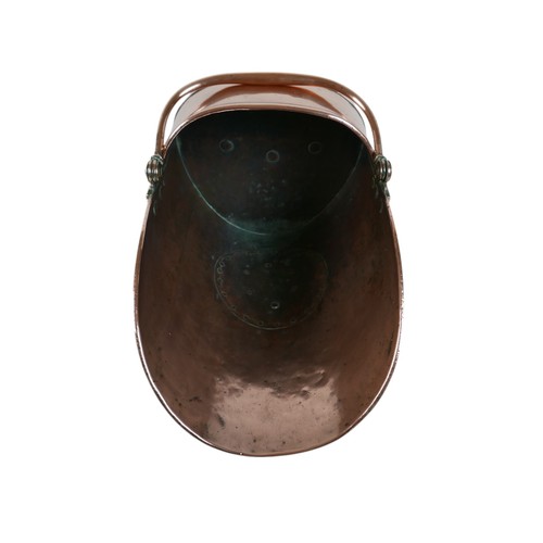 229 - A Victorian copper and brass helmet coal scuttle, 44 by 30 by 35cm high.