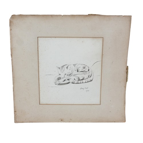 263 - Sidney Hunt (British 1896–1940) sketch of a cat signed and dated 1924, show size 19 by 20cm, unframe... 