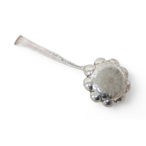 18 - A Tiffany sterling silver strawberry spoon, with foliate design to handle, stamped 'Tiffany & Co.', ... 