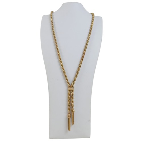 50 - A 9ct yellow gold necklace, of rope twist design, negligee style, 4.3mm wide, 42cm long, 23.5g.