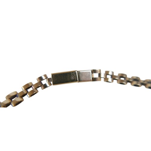 49 - A 9ct yellow gold necklace, of brick link design, press clasp, 9.5mm at widest, 42cm long, 12.9g.