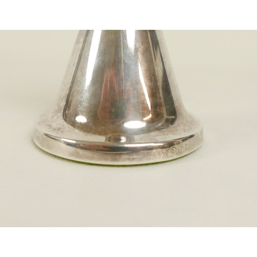 4 - A Norwegian 830 silver candlestick, labelled to the green baize base, Gullsmed-Ole P. Thingbo, Naerb... 