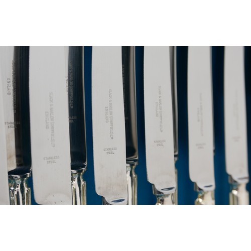 228 - An EPNS suite of cutlery, in Dubarry pattern, twelve places settings, knife blades marked 'Slack & B... 