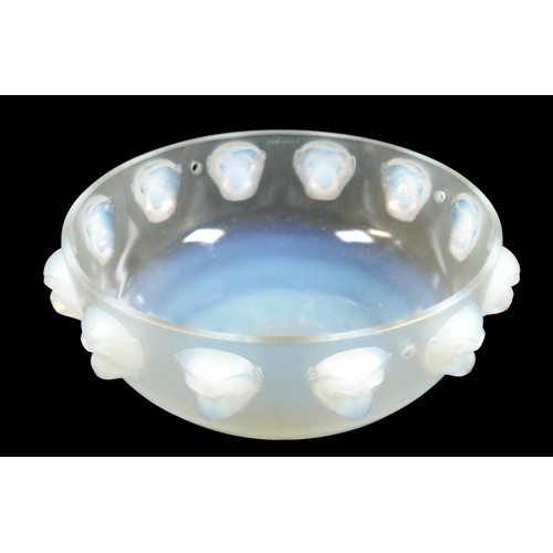 163 - An Art Deco Lalique opalescent moulded glass plafonnier (chandelier), in the 'Madagascar' pattern, N... 