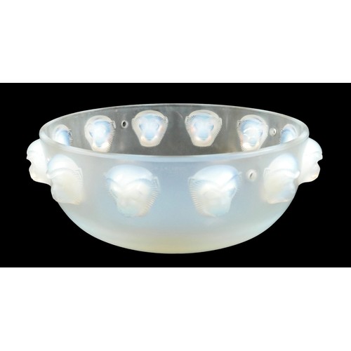 163 - An Art Deco Lalique opalescent moulded glass plafonnier (chandelier), in the 'Madagascar' pattern, N... 