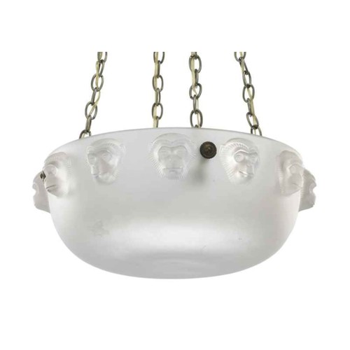 231 - An Art Deco Lalique opalescent moulded glass plafonnier (chandelier), in the 'Madagascar' pattern, N...