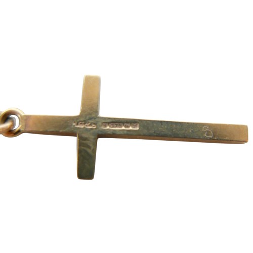 31 - A 9ct yellow gold cross shaped pendant, on trace link chain, 4.6g.