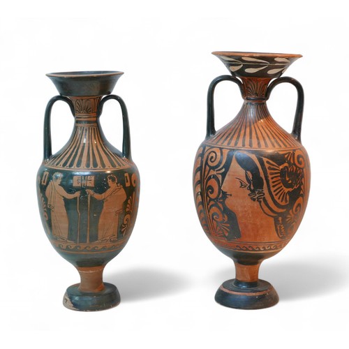 267 - Two 5th century BCE Attic style red figure loutrophoroi, the largest 20 by 47cm high. (2)