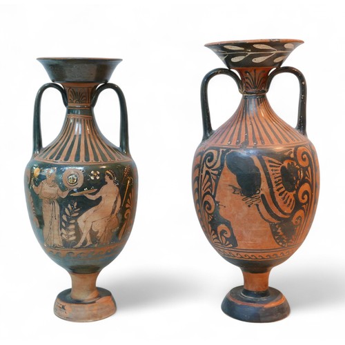 267 - Two 5th century BCE Attic style red figure loutrophoroi, the largest 20 by 47cm high. (2)