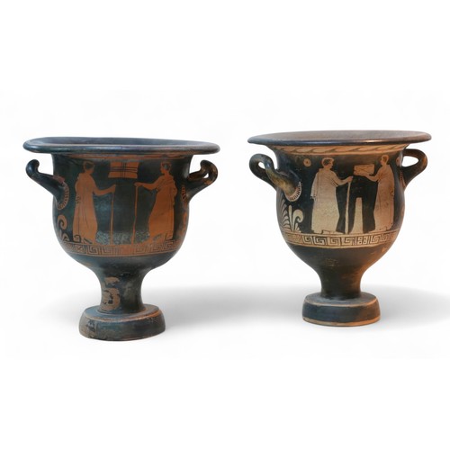272 - Two 4th century BCE Attic style bell krater vases, both with stopped meander decoration, 29 by 28cm ...
