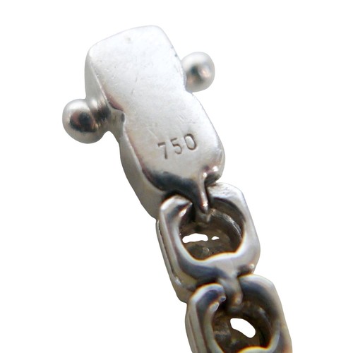 10 - An 18ct white gold diamond tennis bracelet, forty-five round cuts diamonds, each stone approximately... 