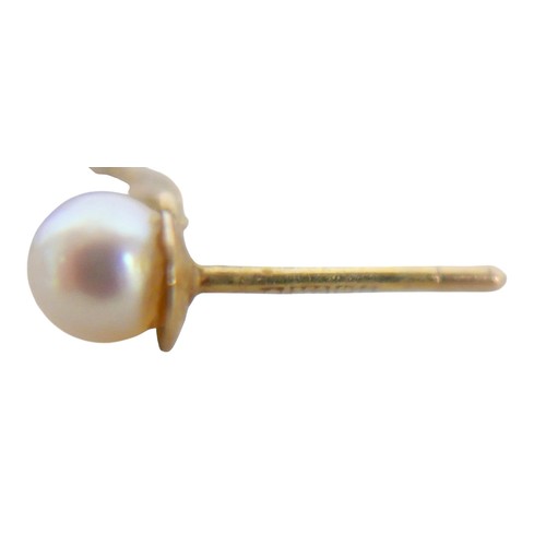 33 - An 18ct gold, pearl and turquoise necklace, 7g, plus pair of pearl stud earring pendant drops on goo... 