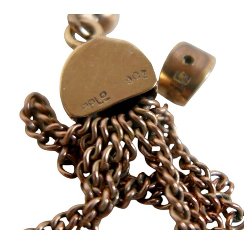 57 - Four pairs of gold earrings, comprising 9ct drop earrings with chain pendant fringe, 4.1g, 9ct gold ... 