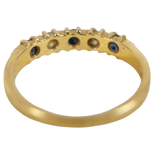 58 - An 18ct gold, diamond and sapphire ring, with two diamonds and three sapphires, alternate, size N, 2... 