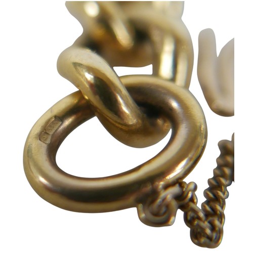 3 - A 9ct gold link bracelet with heart shaped lock, large loops, 57.7g.