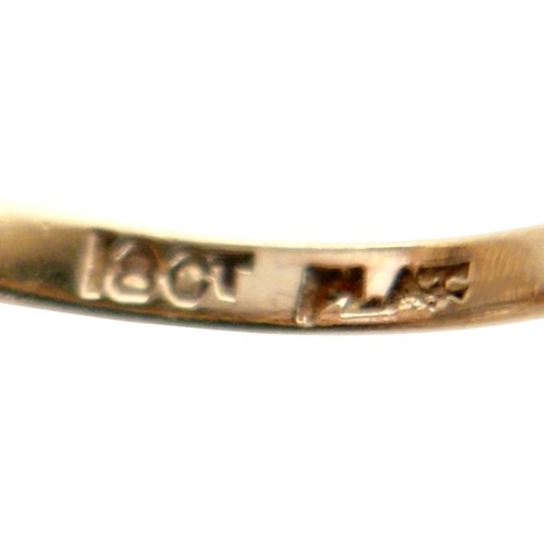 6 - An 18ct gold, platinum and diamond Art Deco ring, circa 1920s, the marquise top section set with 21 ... 