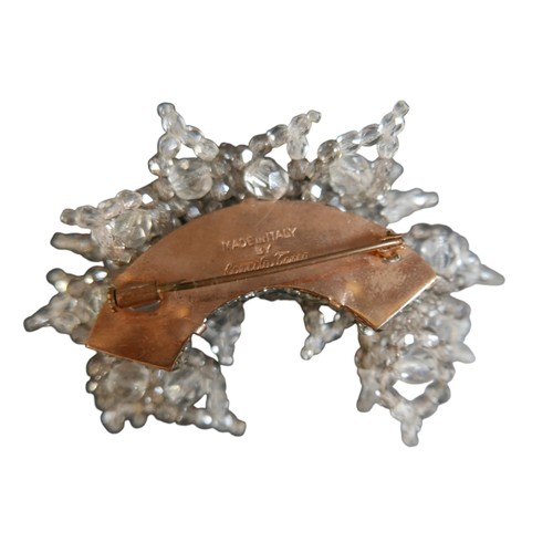 21 - A Coppola and Toppo vintage 1950's clear grey crystal brooch, from Liberty's in original cardboard b... 
