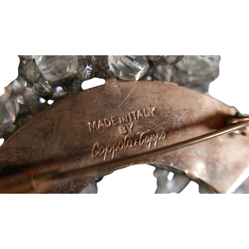 21 - A Coppola and Toppo vintage 1950's clear grey crystal brooch, from Liberty's in original cardboard b... 