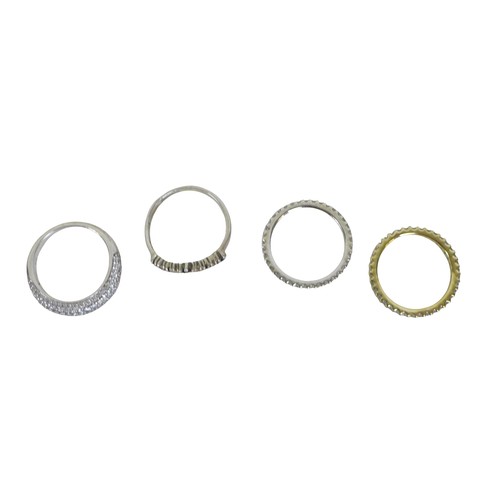 43 - A group of silver jewellery, comprising two dress rings with thick bands; one with 925 silver and pi... 