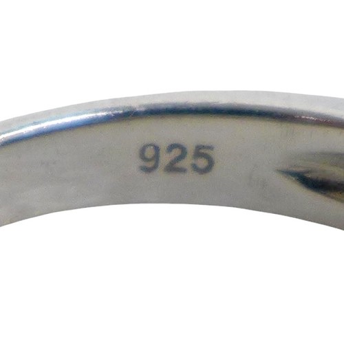43 - A group of silver jewellery, comprising two dress rings with thick bands; one with 925 silver and pi... 