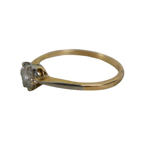 17 - A yellow gold and diamond solitaire ring, the round faceted stone approximately 0.60ct, surface test... 