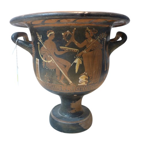 272 - Two 4th century BCE Attic style bell krater vases, both with stopped meander decoration, 29 by 28cm ... 