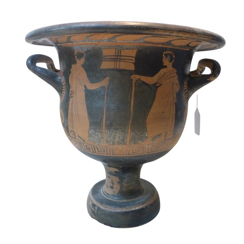 272 - Two 4th century BCE Attic style bell krater vases, both with stopped meander decoration, 29 by 28cm ... 