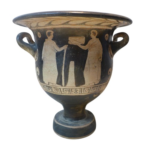 272 - Two 4th century BCE Attic style bell krater vases, both with stopped meander decoration, 29 by 28cm ... 