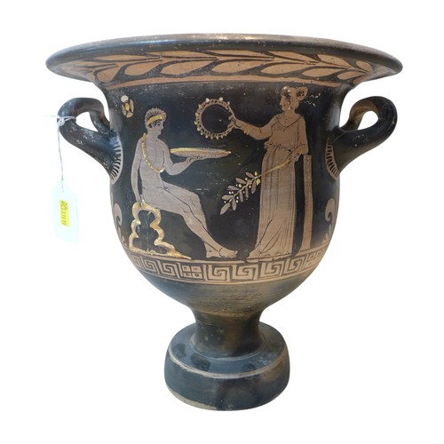 272 - Two 4th century BCE Attic style bell krater vases, both with stopped meander decoration, 29 by 28cm ... 