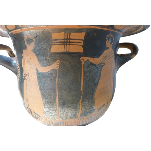 272 - Two 4th century BCE Attic style bell krater vases, both with stopped meander decoration, 29 by 28cm ... 