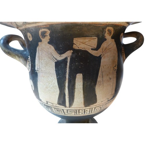 272 - Two 4th century BCE Attic style bell krater vases, both with stopped meander decoration, 29 by 28cm ... 