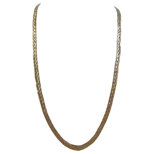37 - A 9ct gold flat plaited necklace, 41cm, 6.8g.