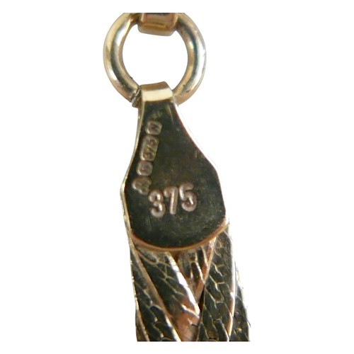 37 - A 9ct gold flat plaited necklace, 41cm, 6.8g.