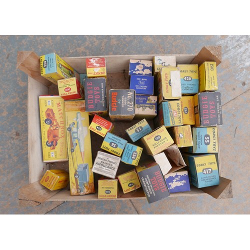 224 - A large collection of vintage toys, models and accessories, including a group of empty Dinky and Cor... 