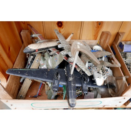 224 - A large collection of vintage toys, models and accessories, including a group of empty Dinky and Cor... 