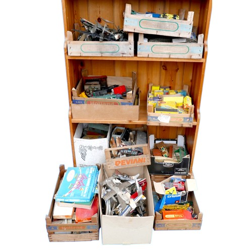 224 - A large collection of vintage toys, models and accessories, including a group of empty Dinky and Cor... 