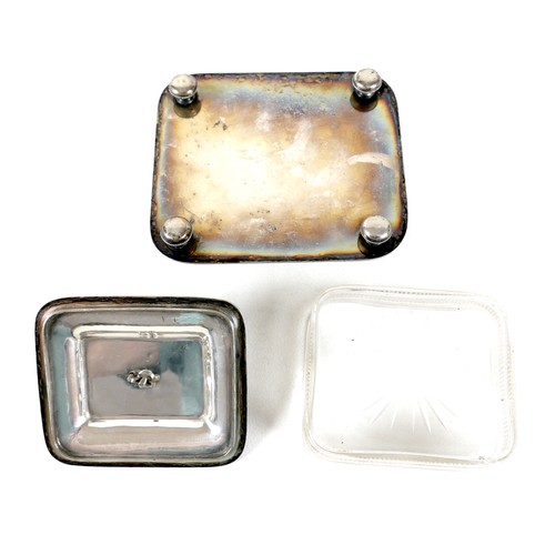 123 - A Victorian silver plated sardine dish, the cover with finial in the form of a coil of rope with lab... 