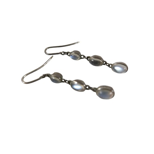 43 - A group of three pairs of earrings, comprising a pair of 9ct gold leaf shaped drop earrings, set wit... 