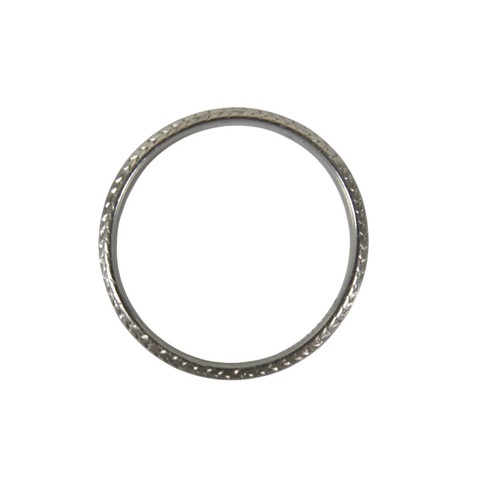 38 - A platinum wedding band ring, with engraved leaf frieze decoration, 2.3mm wide, size N, 2.9g.
