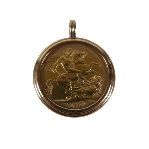 14 - An Elizabeth II gold sovereign, 1982, in yellow metal pendant mount, 24.2mm diameter, 11.2g.