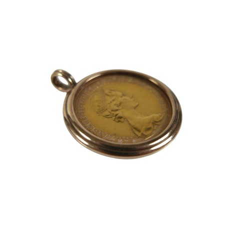 14 - An Elizabeth II gold sovereign, 1982, in yellow metal pendant mount, 24.2mm diameter, 11.2g.