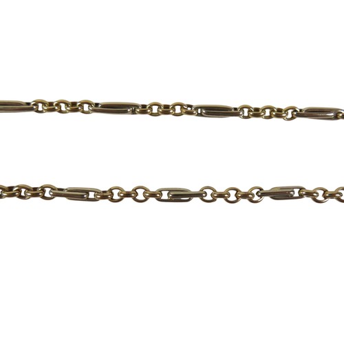 5 - An Italian 18ct bi-colour yellow gold necklace, with figaro pattern rolo links, lobster claw clasp, ... 