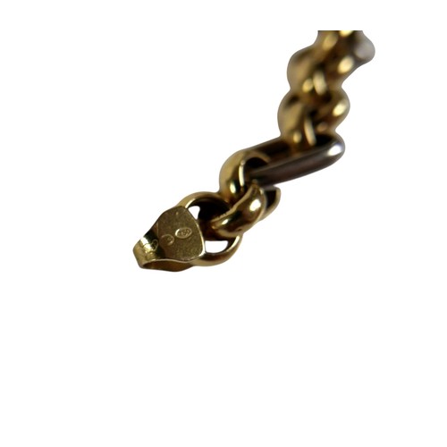 13 - An 18ct yellow and white gold bracelet, with figaro pattern rolo links, lobster claw clasps, 8mm wid... 