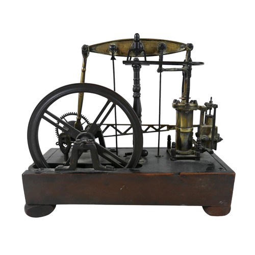 225 - A William IV model of a rotative beam engine, mounted on a mahogany stand with brass plaque inscribe... 