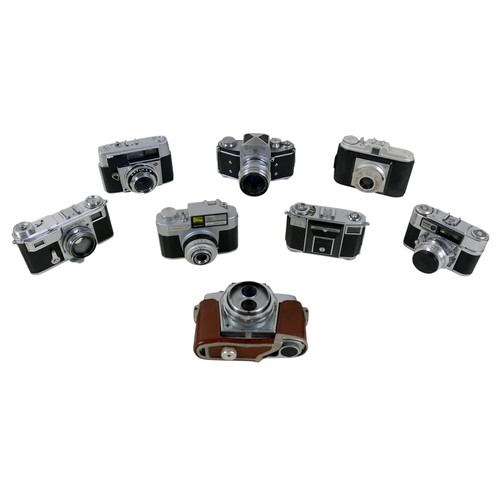 165 - A collection of eight vintage cameras comprising Optima III, Bencini Koroll III, Zeiss Ikon Contessa... 