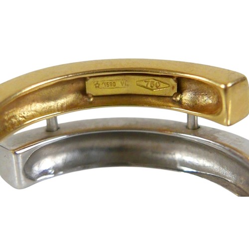 64 - An 18ct bi-gold diamond ring, with two rows of small round cut stones, each approximately 1mm diamet... 