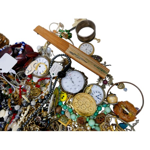 26 - A large collection of assorted costume jewellery and watches. (3 trays)